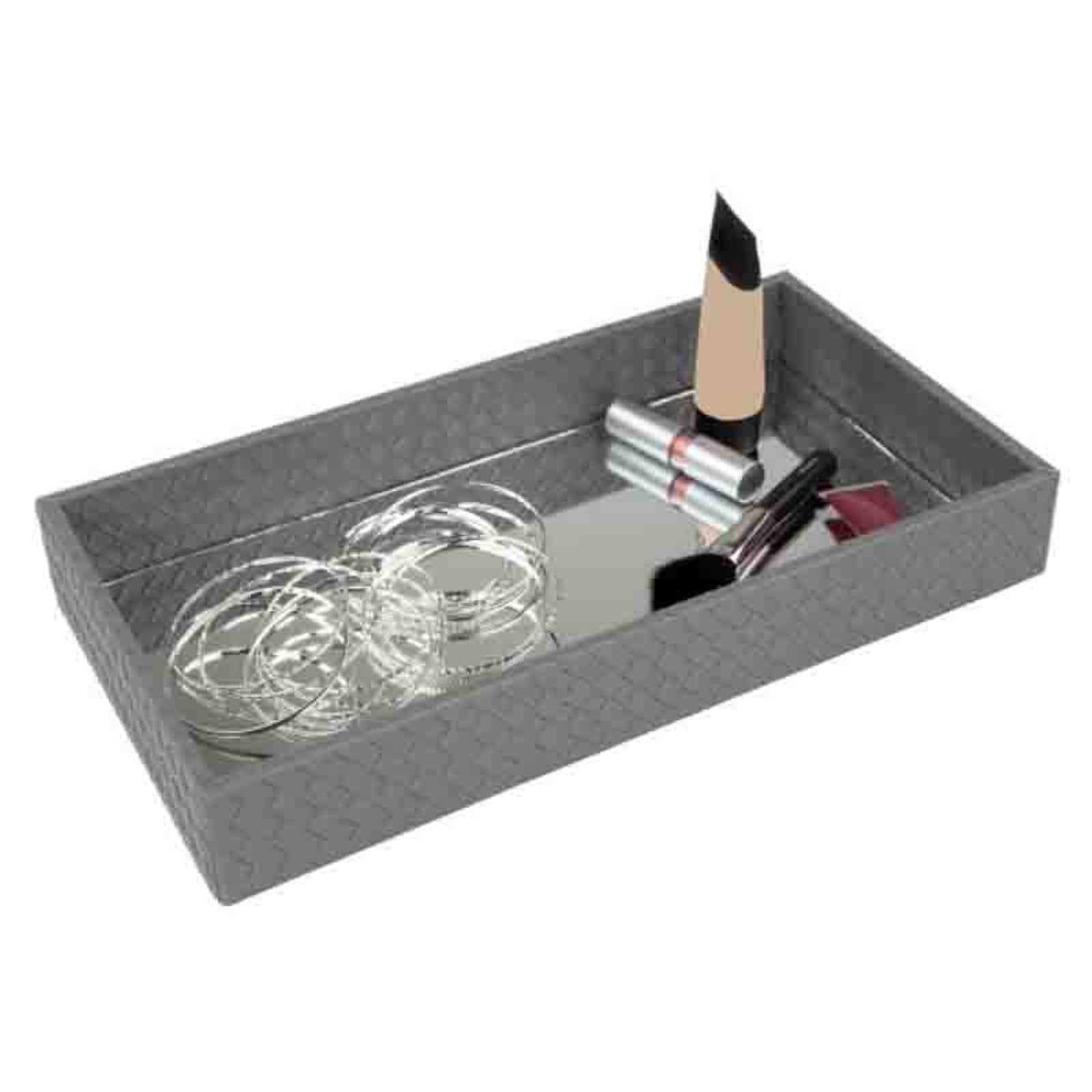 Home Basics Mirrored Leather Vanity Tray