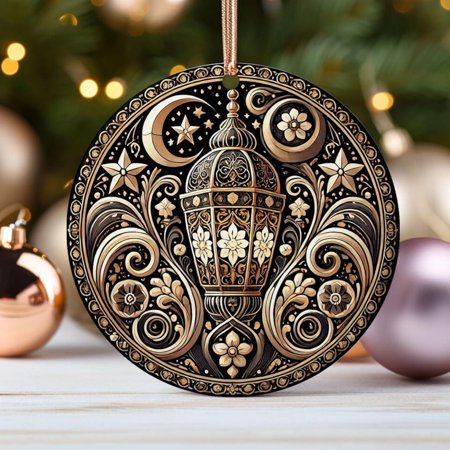 HADO Ramadan Lantern Ornament Floral And Fauna Gifts Nature Inspired Keepsakes For Faith Enthusiasts And Cultural Festive Decor 2D FLAT Ceramic Ornament Anniversary Gift Home Decoration