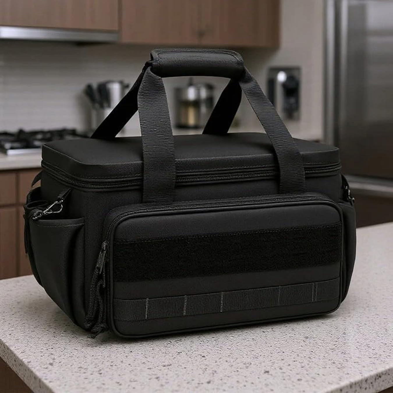14-Inch Heavy-Duty Canvas Tool Bag, Multi-function Large Capacity Tool Organizer Bag, Wide Mouth Design Bag with Inside Pockets and Adjustable Shoulder Strapfor Electrician, Plumber, Handyman (Golden