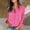 Hot Pink, variant on Women's Button Down Shirts V Neck Collared Blouses Casual Solid 3/4 Sleeve Tops Comfortable Business Fall Outfits