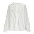 thumbnail image 6 of Long Sleeve Button Shirts for Women Lace Hollow out Elegant Dressy Casual Blouses Office Work Shirt Tops White XXL, 6 of 6