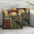 thumbnail image 3 of Qinduosi Pillow Covers, Retro Square Zipper Throw Pillow Case, Packs Double Sided Moose Cushion Cover for Sofa Couch Living Room - Rustic Lodge , inch, 3 of 5