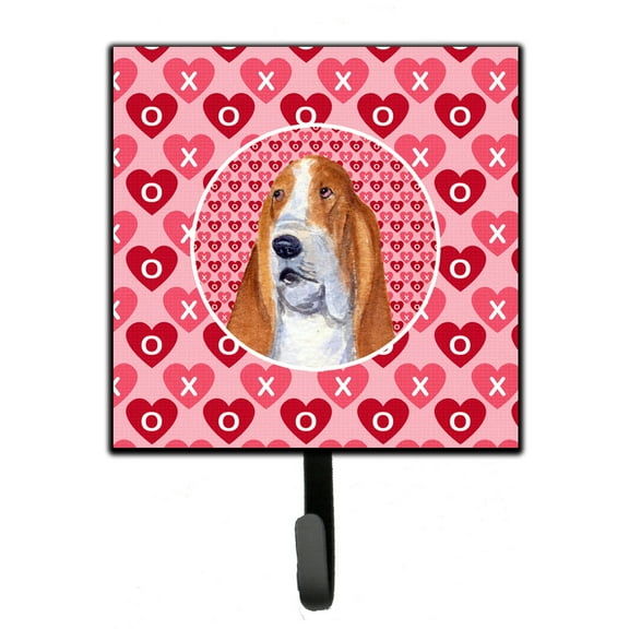 Basset Hound Hearts Love and Valentines Day Portrait Leash or Key Holder