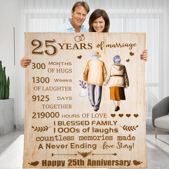 LHSHID 25 Years 25th Wedding for Women Personalized Throw Blanket Gift Anniversary Christmas Valentines for Wife Husband Mom Dad Gifts 30"x40"