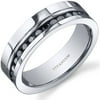 Men's 6mm Black Cubic Zirconia Solitaire Eternity Ring in Titanium