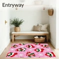 thumbnail image 3 of ODIKA 5'x7' Machine Washable Non-Slip Area Rug, Festive Snowman Gathering with Holly and Scarf Accents High Traffic Rug with Pad, Pink, 645269, 3 of 8