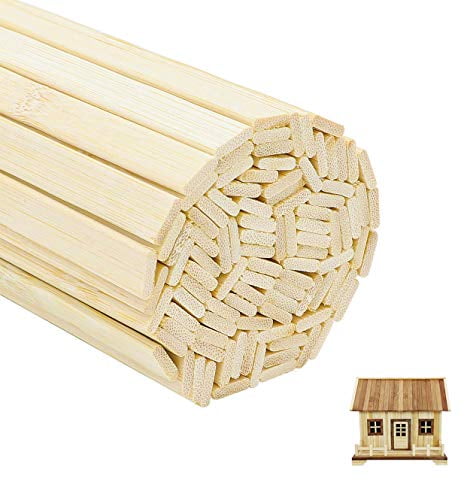 50 Pcs Natural Bamboo Thin Wood Strips 15.5 Inches Long Craft Popsicle