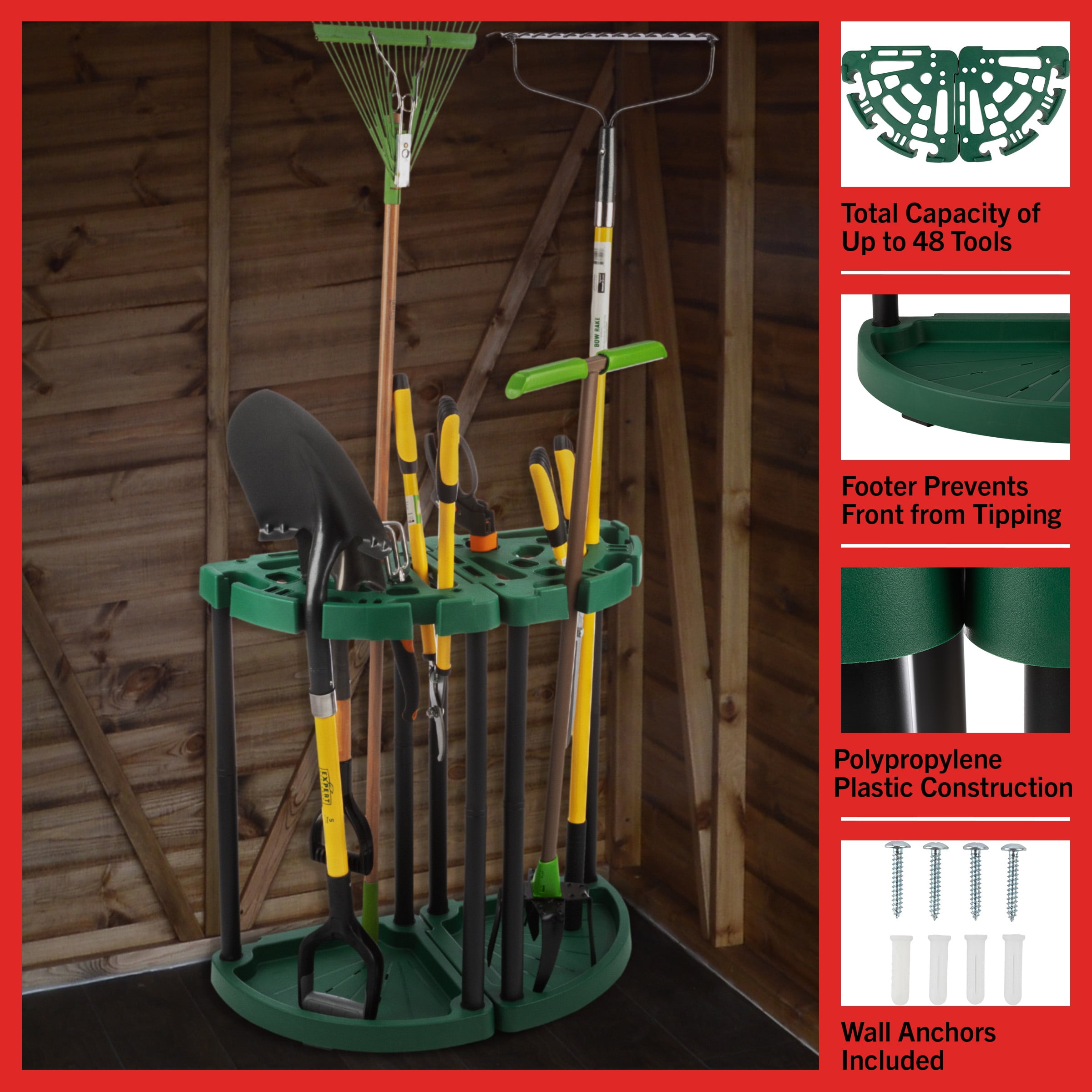 Stalwart Tool Organizer 2-Pack - Garage Storage Rack for 48 Yard Tools