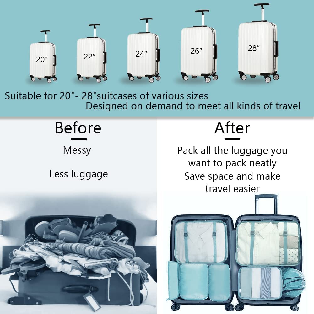 Vorkoi 8PCS Packing Cubes for Suitcases, Travel Cubes Packing Luggage Organizers Accessories Bag,Large Lightweight Waterproof Storage Bag Cosmetic Bag Clothes Shoe Bag