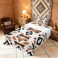 thumbnail image 3 of Manfei Southwestern Geometric Twin Sheets, Hippie Aztec Bedding, White Brown Black, Reversible 3pcs1 Flat Sheet + 1 Fitted Sheet + 1 Pillowcase, 3 of 6