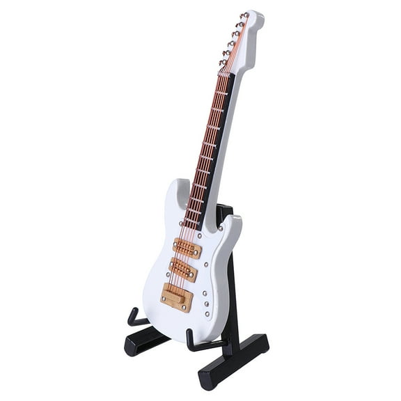 Guitar Statue Replica Mini Electric Model Decorate White Wooden