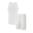 thumbnail image 5 of Wyobmus Mens 2 Piece Outfits Summer Casual Track Suit Waffle Knit Sleeveless Tank Top and Shorts Set Casual Jogger Sets S-3X White, 5 of 5