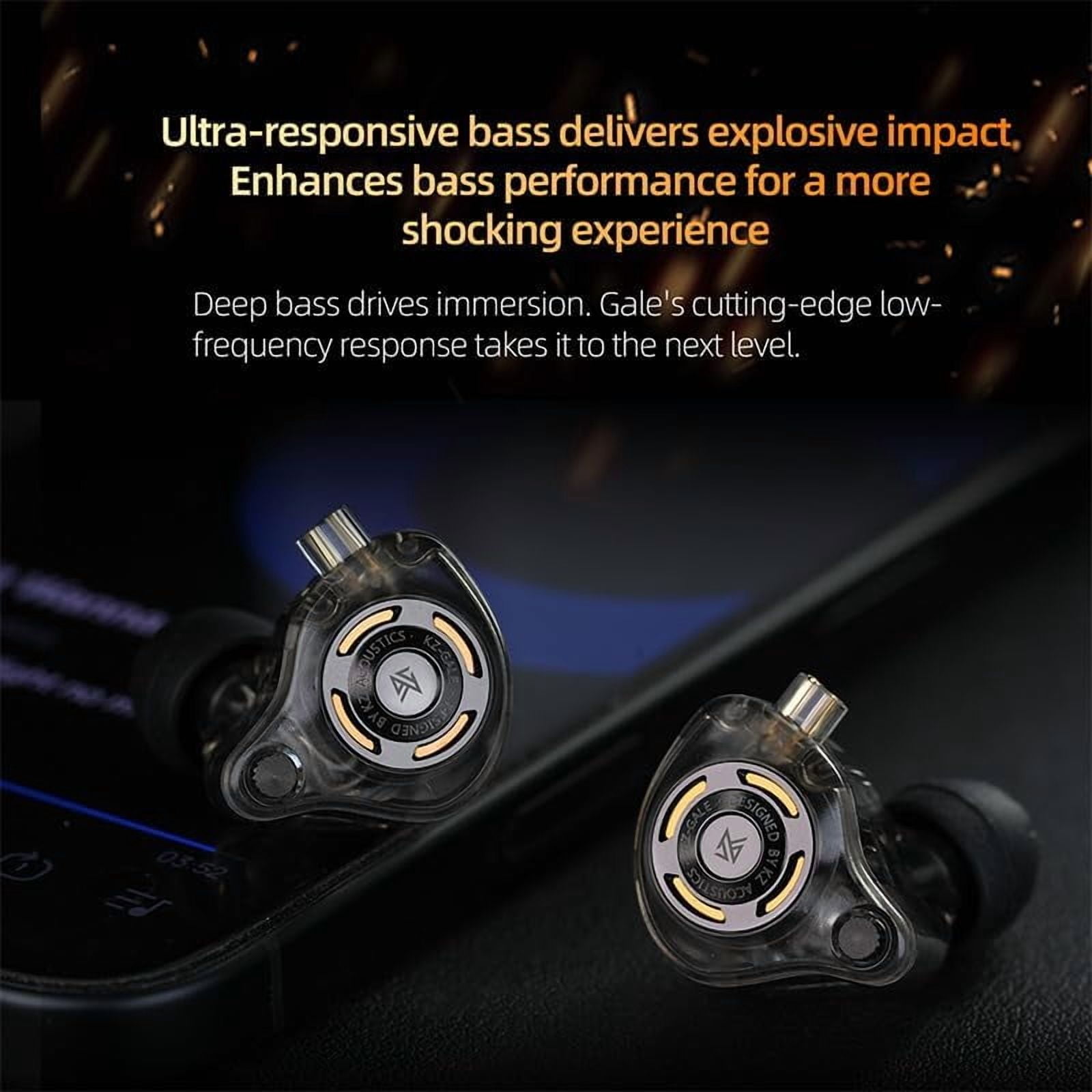 KZ Gale in-Ear Monitors,Super-Linear Dynamic Driver IEM Earphone,Ultra-Responsive Bass Hi-Fi Wired Gaming Earbuds with Detachable Recessed 2Pin Cable for Audiophile(Without Mic, Black)