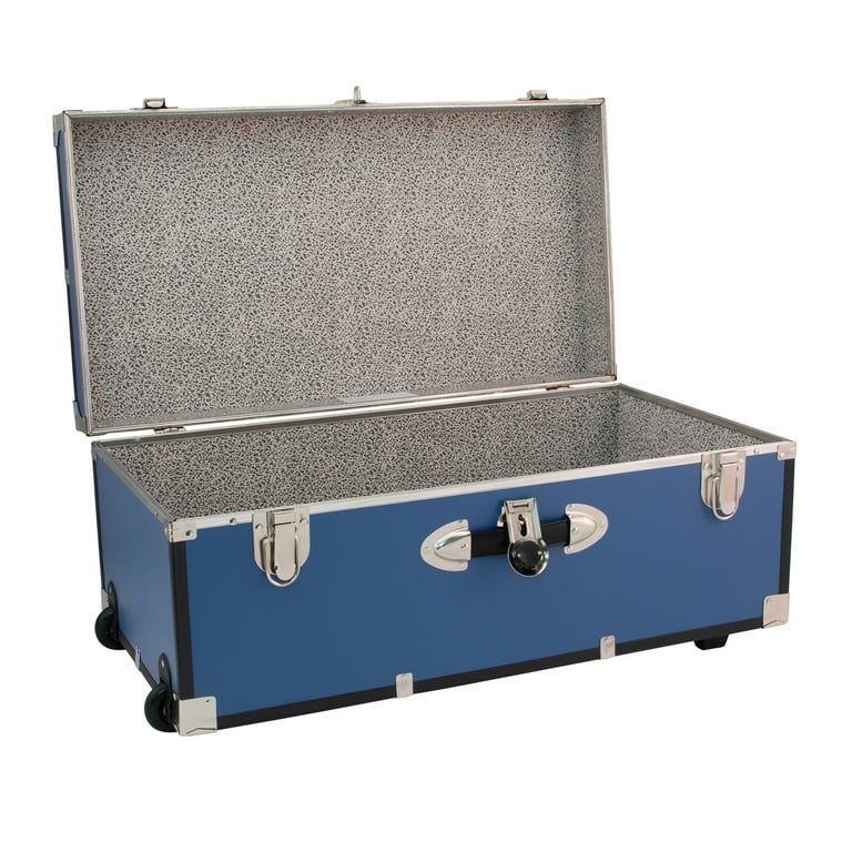 Seward Trunks Adult Wood Trunk with Wheels and Lock in Mist Blue 