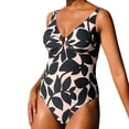 thumbnail image 1 of Gibobby Batas de baño mujeres spa Traje de baño sexy con cintura conservadora para mujer Traje de baño con estampado de hojas Bikini Trajes de baño de un(Negro,G), 1 of 5