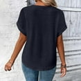 thumbnail image 5 of Patlollav Women Tees Under $10,Short Sleeve T-Shirt for Womens Casual Solid Round Neck Lace Patchwork Tops, 5 of 6