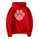 thumbnail image 4 of Sudadera con capucha cálida para mujer, con estampado de huellas, vellones, bolsillo, sudadera suelt Abanopi Rojo/Pequeña, 4 of 4