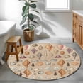thumbnail image 3 of Small Round Rug 3Ft Washable Non-Slip, Retro Ocean Circle Area Rugs for Living Room Bedroom, Brown Coastal Shells Conch Underwater Indoor Floor Mats Carpet Runner for Home Decor, 3 of 8