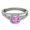 thumbnail image 2 of Mauli Jewels Rings for Women 0.90 Carat Diamond and Cushion Shaped Pink 4-prong 10K White Gold, 2 of 7