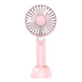 thumbnail image 2 of Ventilador de mano compacto y silencioso para escritorio con base, mini ventilador portátil de 3 velocidades para verano. Rosa, 2 of 9