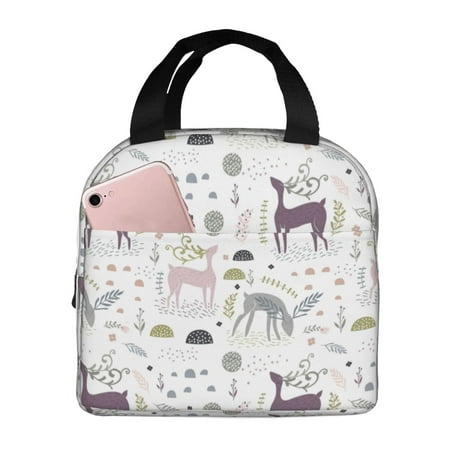 Insulated Lunch Bag for Women Men - Bohemian Abstract Cute Deer Leakproof Cooler Lunch Box for Women Men  Lunch Tote Bags for Work School Picnic Travel