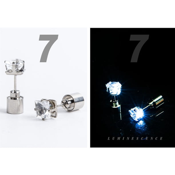 Fiudx Colgante Luminoso, Elegantes Pendientes de Diamantes Led, Joyería Duradera de Acero Inoxidable, Ideal Dispersión de Fiesta, Accesorio Que Marca Tendencia, Batería Reemplazable Incluida.