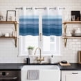 thumbnail image 2 of Haze Blue White Ombre Kitchen Curtains Small Short 39 Inch Length, Vintage Gradient Striped Aesthetics Grommet Bedroom Living Room Curtains, Light Filtering Cafe Curtain Drapes 2 Panels Set 55''x39'', 2 of 9