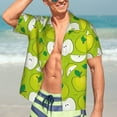 thumbnail image 5 of Lsque Green Apple pattern Hawaiian Shirt for Men, Unisex Summer Beach Casual Short Sleeve Button Down Shirts-3X-Large, 5 of 9