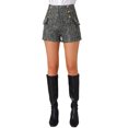 thumbnail image 1 of Pantalones cortos elegantes de tweed a cuadros de cintura alta con botones para mujer XS negros, 1 of 6