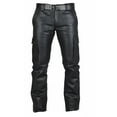 thumbnail image 1 of MYG Men Punk PU Leather Pencil Pants Slim Motorcycle Trousers Solid Color Plus Size, 1 of 7