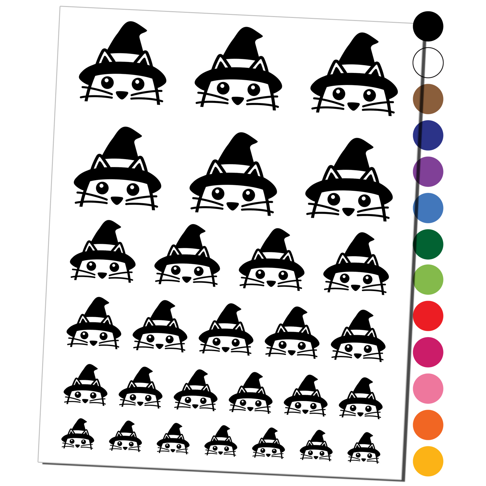 Peeking Witch Cat Halloween Water Resistant Temporary Tattoo Set Fake