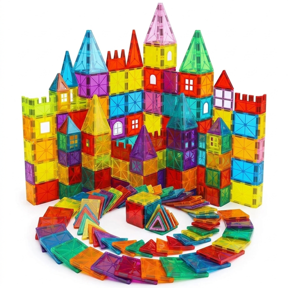 3D Magnetic Blocks for Toddlers, Preschool STEM Construction Set, 100 Pieces