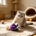 thumbnail image 5 of Star Style Plush Mouse Cat Toy 5.5 Inch, Mixed Color Feather Tail Simulated Mouse for Kittens, Purple, 5 of 6