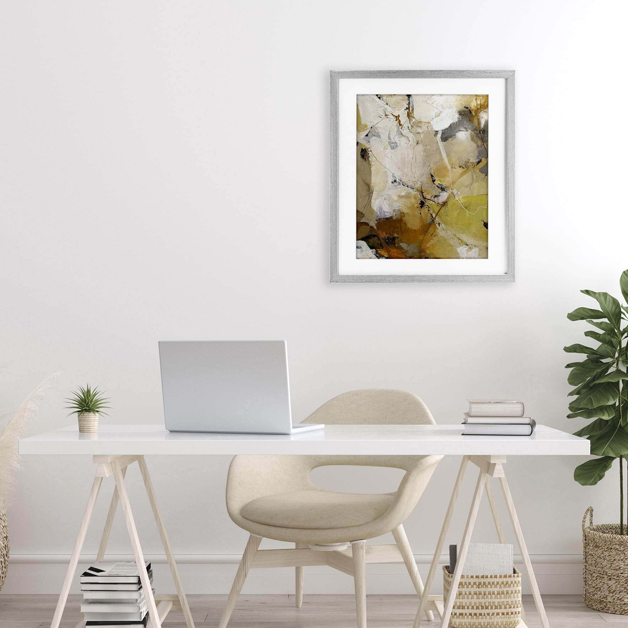 Stupell Industries Warm Earth Tones In Motion Gray Framed Print Under Glass, design by Design Fabrikken