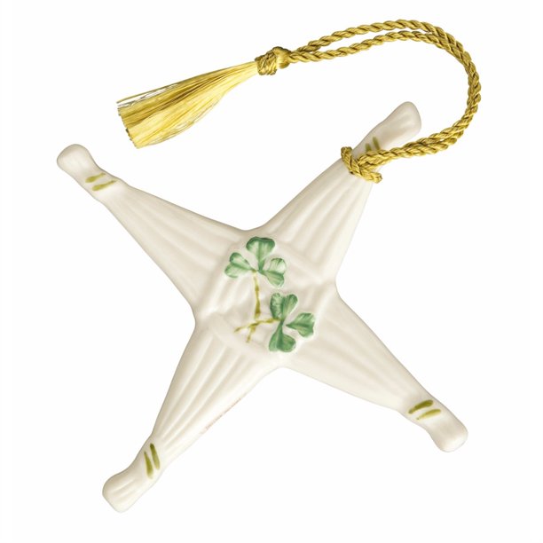 Belleek Holiday Decor Irish St Brigid's Cross Christmas Tree Ornament