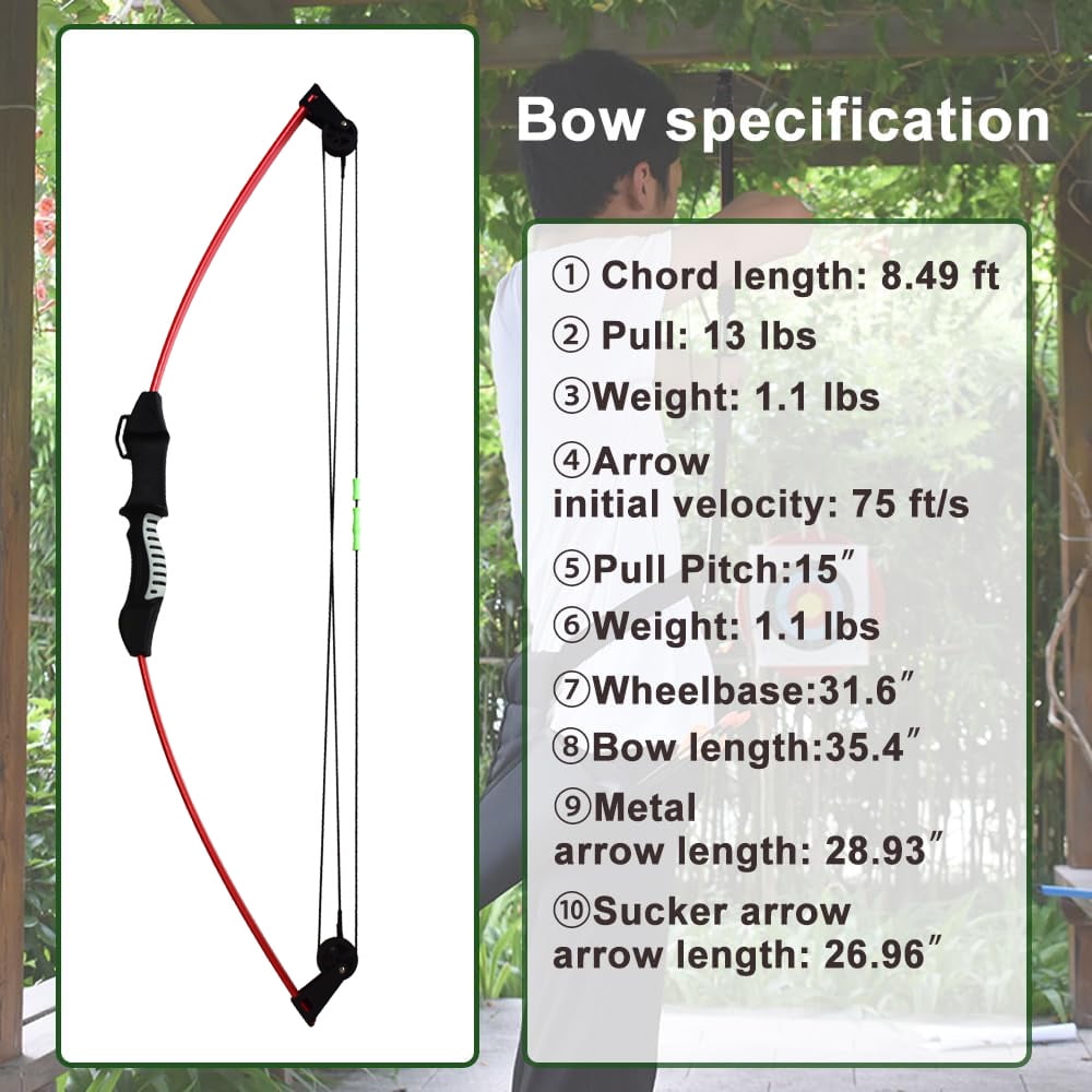 Runzkzy Bow and Arrow for Teens Beginner Archery Shooting Practice Compound Bow Training Set