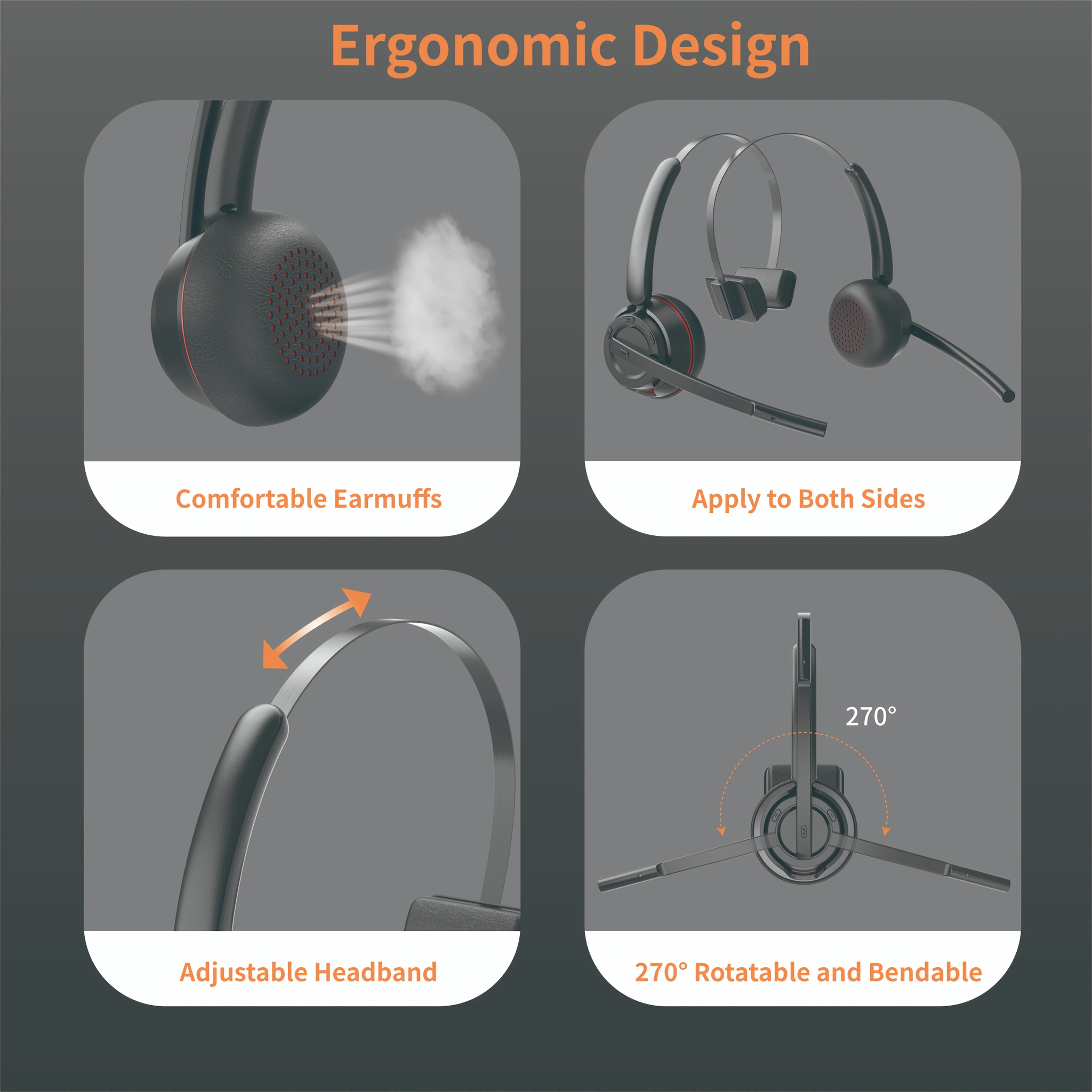 Trucker Headset, Trucker Bluetooth Headset with Noise Cancelling Microphone & Mute Button, Bluetooth Headsets V5.3 Multipoint for Work From Home/Cell Phone/ Computer/ Zoom/ Teams/ Truck Driver