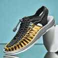 thumbnail image 2 of men's sandals lightweight breathable woven outdoor beach casual men's sandals are fashionable Gray Yellow, 2 of 5