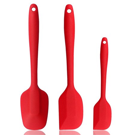Silicone Spatula, 3 piece-Baking Spoon & Spatulas, Non-stick,Heat Resistant Flexible Rubber Spatulas with Stainless Steel Core Red