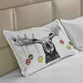 thumbnail image 2 of Moose Knitted Quilt Pillowcover, Christmas Animal Xmas Ornaments Balls Hanging from Horns Funny Noel Sketch Art, Standard King Size Pillow Cover for Bedroom, 30" x 20", Multicolor, by Ambesonne, 2 of 2