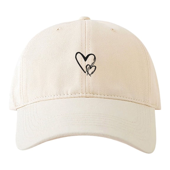 Baseball Hat Sun Caps Simple Outlined Heart Motif, Curved Brim and Structured Front, and Adjustable Back Womens Baseball Cap