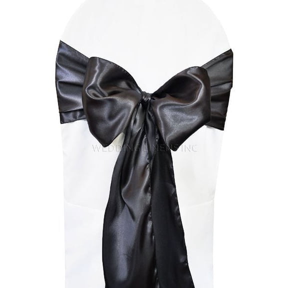 Wedding Linens Inc. (10pcs) 8" x 108" Satin Chair Sashes Chair Sash Bow ties for Wedding Party Catering Banquet Decoration Events - Pewter / Charcoal