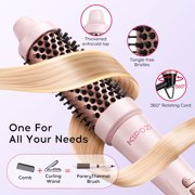 KIPOZI 1.5 Thermal Brush, Curling Iron Brush for Salon Blowout at Home, Thermal Round Brush Creates Smooth Straight Hair OR Natural Curls, Dual Voltage, Auto Shut-off, Gift for Women, Pink