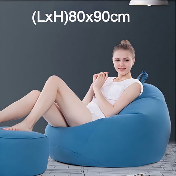 XIBUFE Bean Bag Chairs, Inflatable Bean Bag Chair for Adults Blow Up Chair Lazy Sofa Lounge, Folding Portable Movie Night Chair, for Movie Outdoor Room Bedroom Reading Camping 31.50*35.43" (Black)