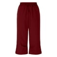 thumbnail image 4 of FRSASU Womens Capri Pants Yoga Capris Summer High Waisted Casual Lounge Cropped Pants with Pockets Red XXL(XXL), 4 of 5
