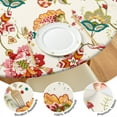 thumbnail image 4 of Floral Design Round Tablecloth with Elastic Hem, Durable Water-Resistant Polyester for 44-52 Inch Tables, Perfect for Garden or Dining Rooms, 4 of 7