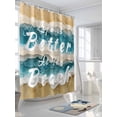 thumbnail image 3 of Boanket Polyester Fabric Life Is Better at The Beach Shower Curtain, Beige Blue Coastal Seaside Waterproof Bathtub Curtain Bathroom Decor Set with Hooks 72 x 84 Inches,, 3 of 6