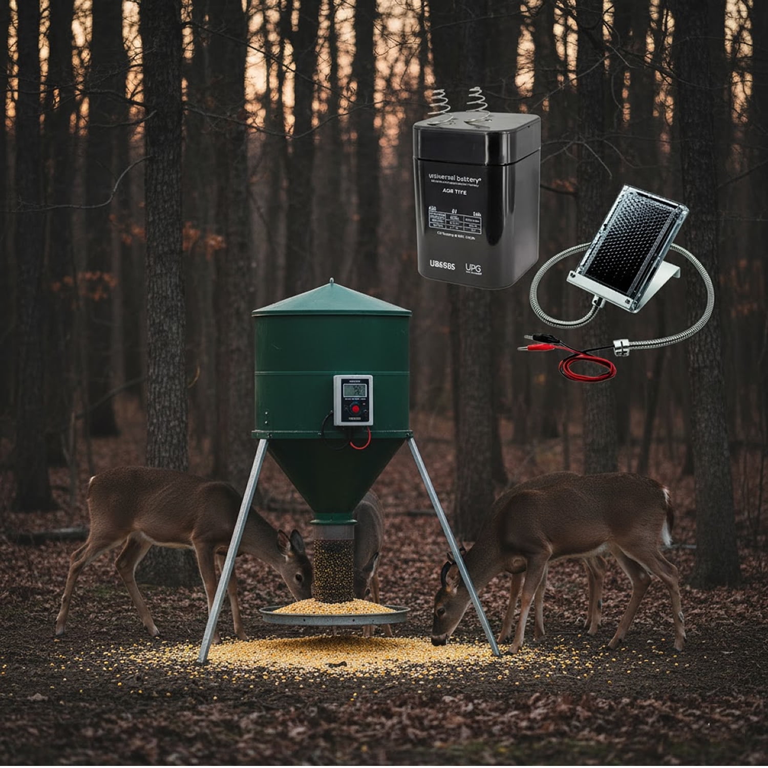 Deer Feeder Power 6V Solar Panel + 6V 5Ah S2 AGM Battery w/ Bracket by Universal Power Group