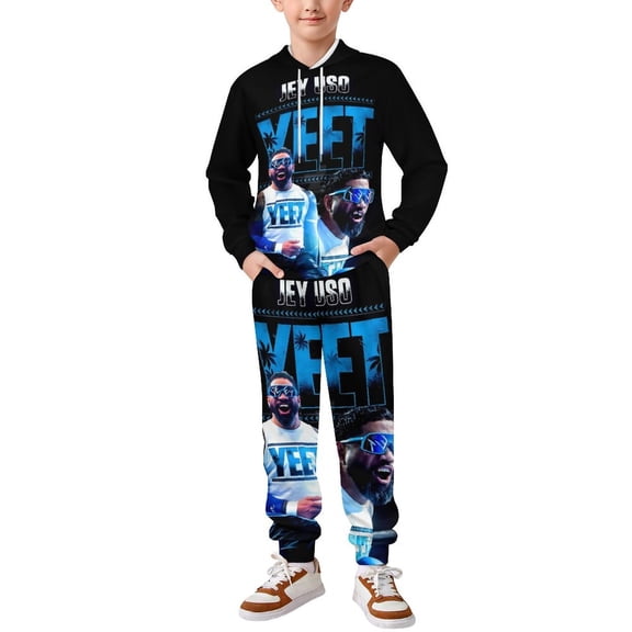 Je-y Wres-tler U-S-O Hoodie and Pants Set Lightweight Pullover Sweatshirt & Joggers Fashion Kids Outfit Set