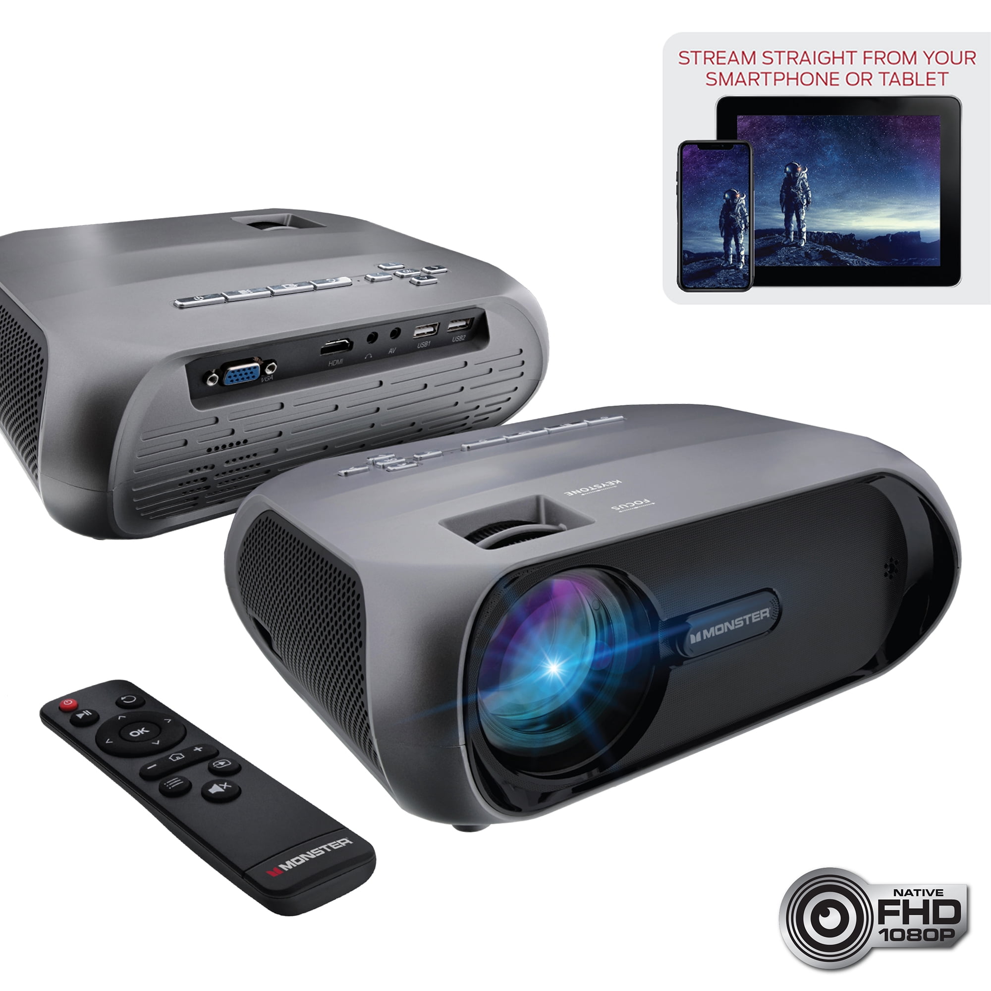 Monster Vision Image-Stream Wireless Extra-Bright 1080P TFD LCD Projector Kit with Remote Control